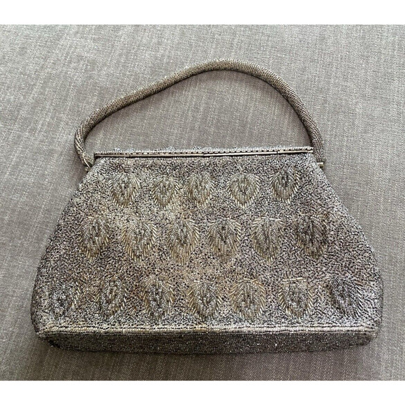 Vtg Beaded Purse Handmade in Hong Kong Evening Bag Wedding Party Prom Clutch - Picture 4 of 16